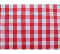 140x140cm SQUARE PVC/VINYL TABLECLOTH - RED GINGHAM WITH PARASOL HOLE
