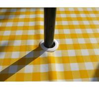 140x140cm SQUARE PVC/VINYL TABLECLOTH - YELLOW GINGHAM WITH PARASOL HOLE