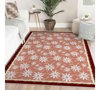140x200 Area Rugs for Living Room Pink Daisy Stain Resistant Rug Washable Rugs for Dining Room Kitchen Clay Pink Vintage Non Slip Thin Large Area Rug for Kids Room Nursery Dorm