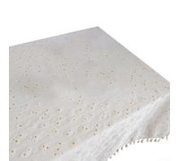 140x200cm Cotton Linen Daisy Tablecloth for Various Tables Including Dining and Coffee Tables with Weatherproof Design (100x160cm)