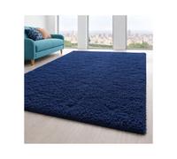 (140x200cm Large Area Rug) Navy Blue Shaggy Rug - Thick Pile Faux Fur Shaggy Rug