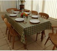 140x200cm OBLONG PVC/VINYL TABLECLOTH - GREEN & CREAM CHECK WITH HEARTS