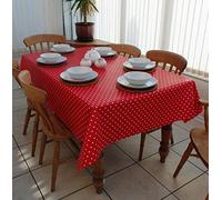 140x200cm OBLONG PVC/VINYL TABLECLOTH - RED & WHITE POLKA DOT