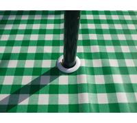 140x200CM OVAL PVC/VINYL TABLECLOTH - GREEN GINGHAM WITH PARASOL HOLE