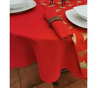 140x200CM RED CHRISTMAS OVAL TABLECLOTH (6 SEATER)