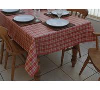 140x250cm OBLONG PVC/VINYL TABLECLOTH - RED & CREAM CHECK WITH HEARTS