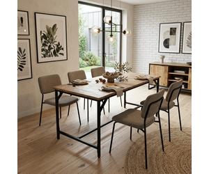 140x70cm Solid Rough Mango Wood Dining Table Industrial Iron Frame Rustic Oak