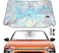 140X80 CM HOLOGUARD Car Windshield Sunshade Umbrella Front Windscreen Sunshade, UPF 50+, UV Block 99.8%, Cooling Effect, O-Ring Quick Open, Space Saving, Foldable with Storage Bag