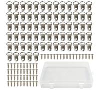 141 Pcs D Rings for Picture Hanging Hooks Set, 70 Picture Hooks and 70 Screws with a Transparent White Storage Box, D Rings Pictures Hanging Kit for Home Hangings Decoration