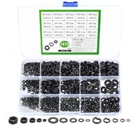 1410 Pcs Carbon Steel Hex Nut & Flat Washer & Spring Washer Assortment Set, M2 M3 M4 M5 M6 Lock Nuts, Split Washers, Metric Hardware Kit (Black)