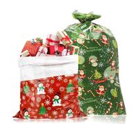 142*92cm Jumbo Christmas Bags Reusable Extra Large Christmas Sacks with Gift Tag,2p Giant Gifts Bag Red Green White Gift Wrapping Bag for Winter Holiday Party Favors Oversize Xmas Present Storage Bags