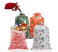 142*92cm Jumbo Christmas Bags Reusable Extra Large Christmas Sacks with Gift Tag,4p Giant Gifts Bag Red Green White Gift Wrapping Bag for Winter Holiday Party Favors Oversize Xmas Present Storage Bags