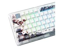 142 Keys Novelty White Cherry Blossom PBT Keycaps Set, Dye Sublimation Custom Shine Through Cherry Profile Key Cap for ANSI Layout Mechanical Gaming Keyboard