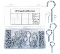 142 Pcs Ceiling Hooks Screw Hooks: 48 Cup Hooks Screw in Hooks for Hanging Plants, 94 Eye Hooks Screw, Heavy Duty Eye Bolts Screw-in Hooks Metal Hooks for Indoor Outdoor Lights Mug Hooks