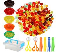 142 Pcs Fall Sensory Bin Fillers Decorations Set, Sensory Bin Filler Acrylic Fall Leaves Pumpkin Clips Cups Tweezers Scissors and Storage Box for Fall Autumn Thanksgiving Education Activities Decor