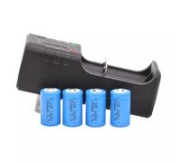 14250 Battery Charger with 4pcs 1/2 AA 300mah Battery, Lithium Ion 1/2 AA Size Batteries Can Replace 3.6 Volt LS 14250, ER14250, 3v CR14250 Battery for Laser