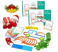 142PCS Montessori Smart Sticks for Toddlers, Wooden Sticks and Rings Puzzle Game, Boost Creativity, Imagination and Focus, Stay Away from Screens (Color 2 Set)