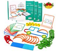142PCS Montessori Smart Sticks for Toddlers, Wooden Sticks and Rings Puzzle Game, Boost Creativity, Imagination and Focus, Stay Away from Screens (Color 3 Set)