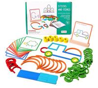 142Pcs Montessori Smart Sticks, Wooden Sticks and Rings Puzzle Game, Quick Thinking Puzzle Blocks, Boost Creativity & Imagination & Focus, Ideal Educational Toy for Toddlers (1set)