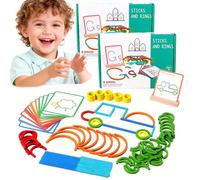 142PCS Smart Sticks for Toddlers, Wooden Sticks and Rings Puzzle Game, Boost Creativity, Imagination and Focus, Stay Away from Screens