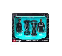 Bburago F1 Formula 1MERCEDES AMG W15 (2024) - HAMILTON AND RUSSELL 2 Pack - 1:43 Scale - Incredibly Detailed Die-Cast Replica Collectible Race Car Models, Multiple Colours, Black