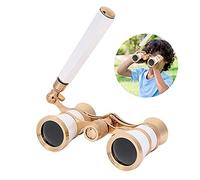 143 Opera Glasses/Binoculars, 3 x 25 Theatre Glasses Mini Binoculars for Women Girls Children for Horse Racing in Theater Classic Gift for Lady (BAK-7 Prism) (White)
