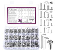 1430 Pcs M2 M3 M4 M5 Bolts And Nuts Set，Round Head Hex Screw Assortment Kit | Silvery Pan Head Hexagon Socket Bolts And Nuts Washers Set With Wrench，Nuts And Bolts Assortment，10.9 Grade Carbon Steel