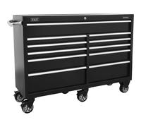 1430 x 460 x 1050mm 11 Drawer BLACK Portable Tool Chest Locking Mobile Storage