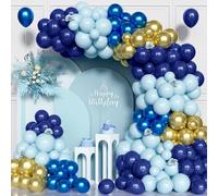 143Pcs Blue Gold Balloon Arch Kit, Navy Blue Metallic Gold Party Balloons Garland Kit for Birthday Bridal Baby Shower Congratulations Wedding Anniversary Party Decorations Supplies