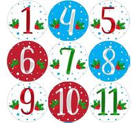 144 12 Days of Christmas Countdown Advent Number Stickers 1-12 30mm Glossy Stickers