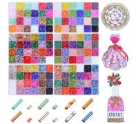 144 Colors 28800Pcs Tube Beads Kit, 6 Boxes 7x2mm & 3x2mm Colorful Glass Bugle Beads, Small Long Craft Beads for Embroidery, DIY Bracelet Necklaces, Jewelry Making, Crafting