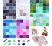 144 Colors 51600pcs 2mm Seed Beads for Bracelet Making Kit,12/0 Cool Tones Small Craft Glass Beads with 7mm Long Bugle Beads Set for DIY Embroidery, Necklace, Crafts