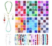 144 Colors 8mm Glass Beads Bulk for Bracelet Making,1728pcs Colorful Round Crystal Imitative Jade Beads with Solid, Crackle Glass Beads for Jewellery Making DIY Necklace Crafting