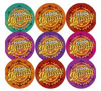 144 Colourful Happy Diwali 30mm Glossy Stickers