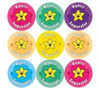 144 Dance Superstar Reward Stickers For Children, Teachers & Parents - Colourful, Easy Peel Stickers With Strong Adhesive Glue [144 30mm Stickers]