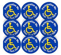 144 Disability Wheelchair Logo Personalised 30mm Stickers for disabled, craft, company packaging