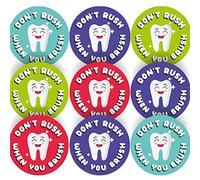 144 Dont Rush When You Brush 30mm School Reward Stickers for Dentist, Clean Teeth