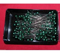 144 Dressmaking Craft Pearl Headed Pins- Green
