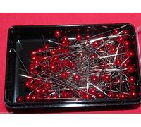 144 Dressmaking Craft Pearl Headed Pins- Red
