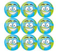 144 Happy Earth Reward Stickers For Children, School Teachers & Parents - Colourful, Easy Peel Stickers With Strong Adhesive Glue [144 30mm Stickers]