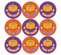 144 Happy Pumpkin Halloween Reward Stickers For Children, Teachers & Parents - Colourful, Easy Peel Stickers With Strong Adhesive Glue [144 30mm Stickers]