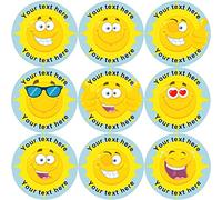 144 Happy Sun Personalised 30mm Reward Stickers for Summer, Teachers, Parents