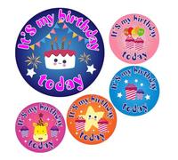144 It's My Birthday Today Stickers For Children, Teachers & Parents - Colourful, Easy Peel Stickers With Strong Adhesive Glue [144 30mm Stickers]