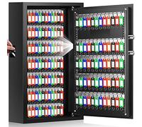 144 Keys Fireproof Key Cabinet, Anti-Theft Heavy Duty Key Lock Box with Key Tags, Adjustable Key Organizer Wall Safe with Combination Lock for Car Office House Garage Rental Business