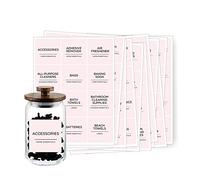 144 Laundry Room Labels Preprinted Set, Prefdo Pink Minimalist Water/Oil Resistant, Self Adhesive Home Organizing Stickers for Laundry Room,Linen Closet,Bathroom,Cleaning Supplies