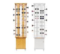 144-Pair Sunglasses Display Stand, 4-Sided Floor-standing Eyeglass Holder with Storage Cabinet, 360°Rotating Sunglass Display Rack for Retail Exhibition(White) (White)