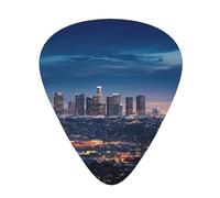 144 Pcs Guitar Picks Bulk, 3 Different Thickness Custom Guitar Tips with Storage Box, Los Angeles Skyline Guitar Accessories for Bass, Electric Guitar