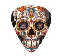 144 Pcs Guitar Picks Bulk 3 Pcs Different Thickness Custom Guitar Tips with Storage Box Sugar Skulls Guitar Accessories for Bass, Electric Guitar, Lovers