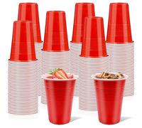 144 Pcs Red Party Cups, 16oz Plastic Party Cups Bulk, Large Drinking Cup for Wedding Birthday Parties Hen Stag Do Picnic BBQ (480 ml)
