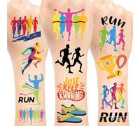 144 PCS Running Temporary Tattoos Stickers, Running Marathon Sport Party Favors Supplies Birthday Party Decorations Gifts for Runners Kids Teens Boys Girls, 24 Sheets